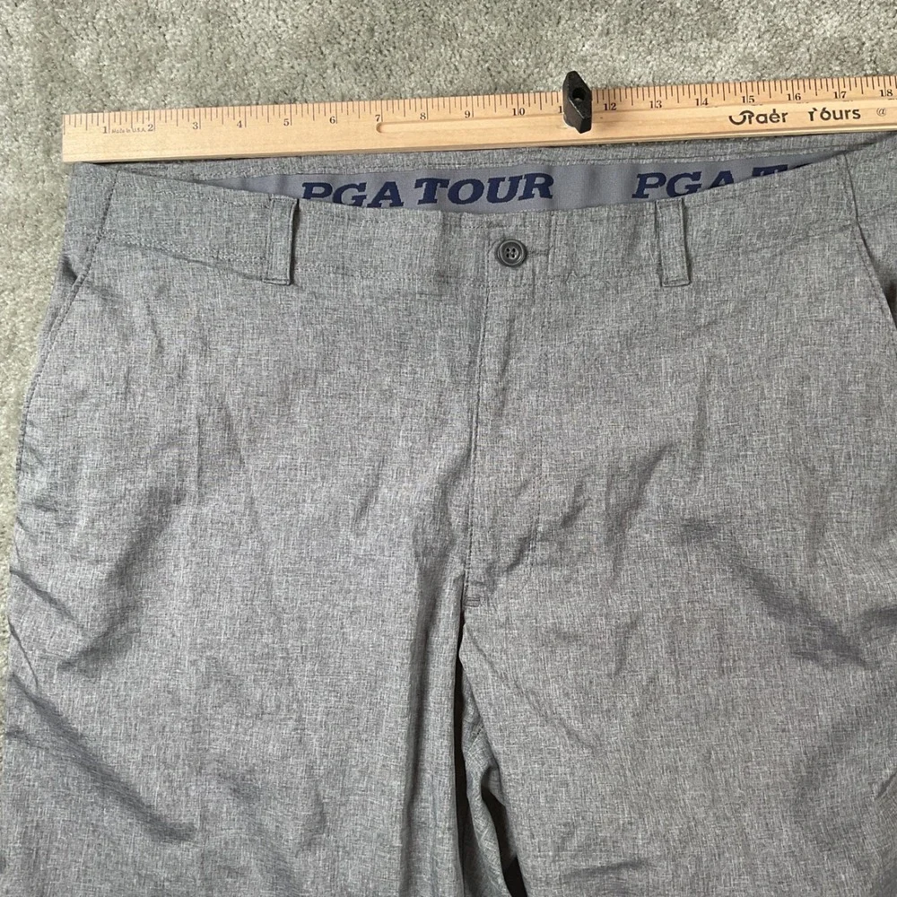 2 PGA TOUR Mens Golf Shorts Blue  Grey Flat Front‎ Stretch Performance Sz 38